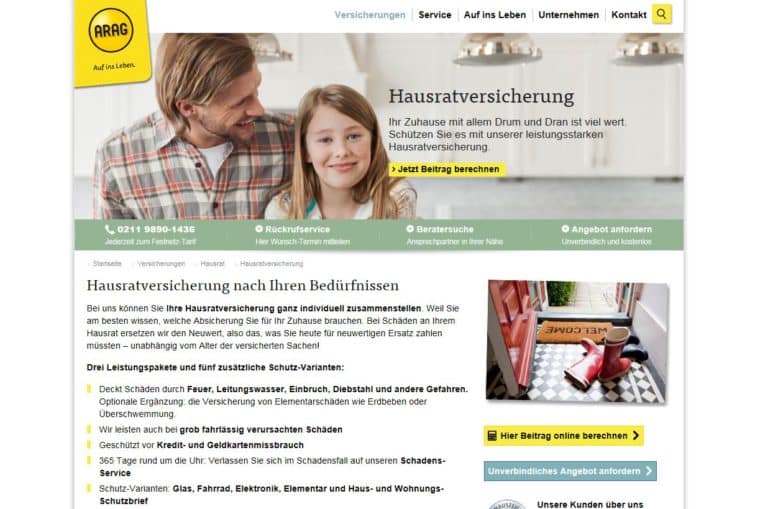 ARAG Hausratversicherung Test der große Testbericht 2021